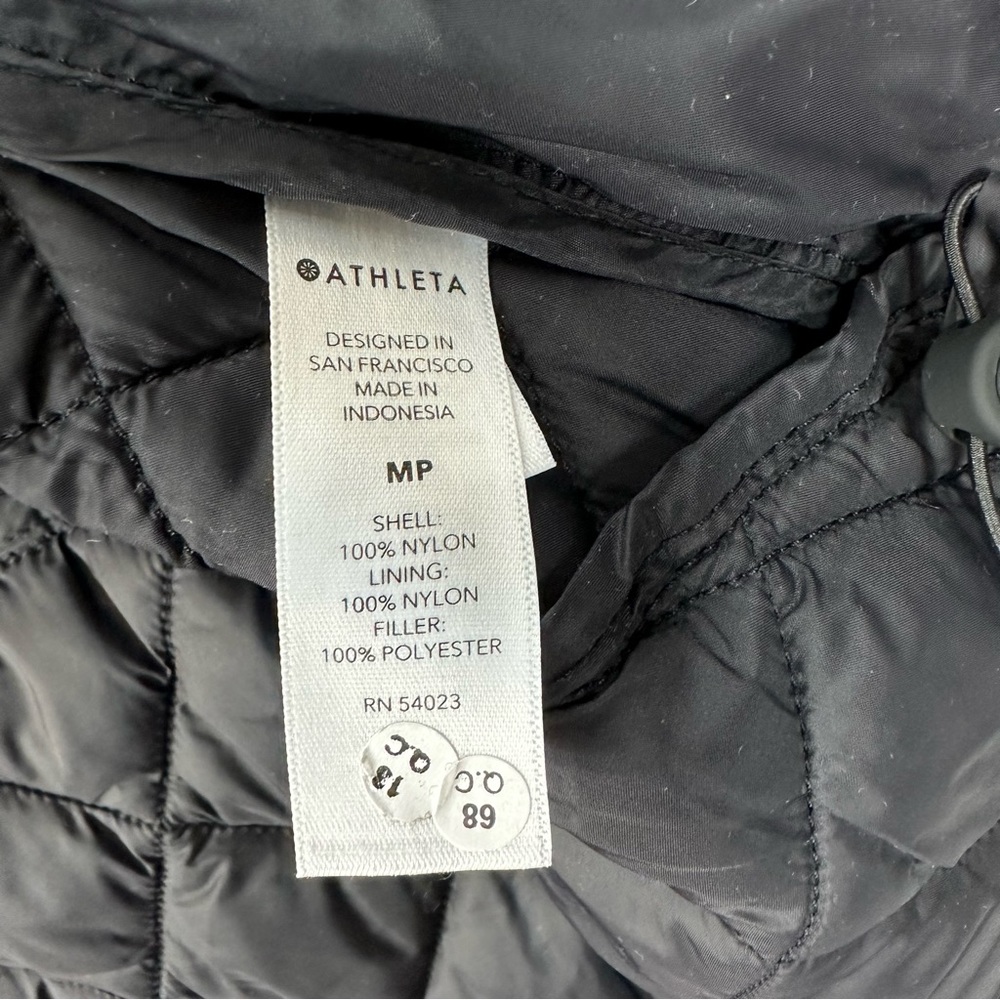 Athleta Whisper Featherless Coat Jacket Womens MP Black Quilted Parka Zip Up - Picture 15 of 17